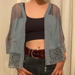 La Fei Ner rhinestone denim Y2K jacket